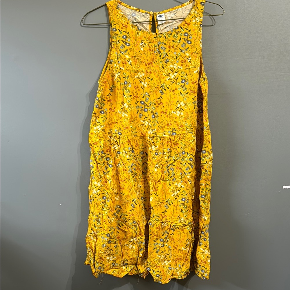 Old Navy Yellow Crew Neck Sleeveless Midi Dress
